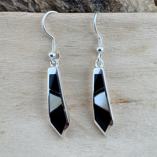 David Rosales Tuxedo Inlaid Sterling Silver Earrings