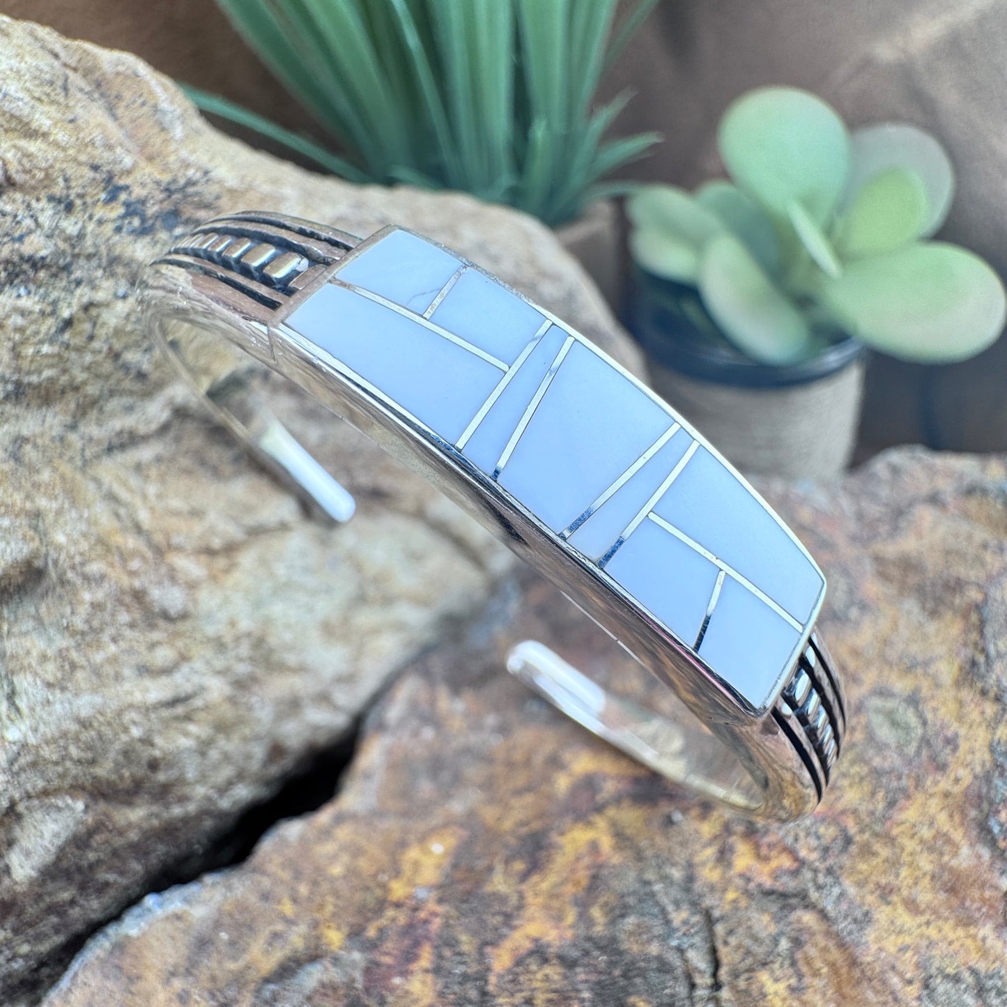 David Rosales Pristine Inlaid Sterling Silver Bracelet