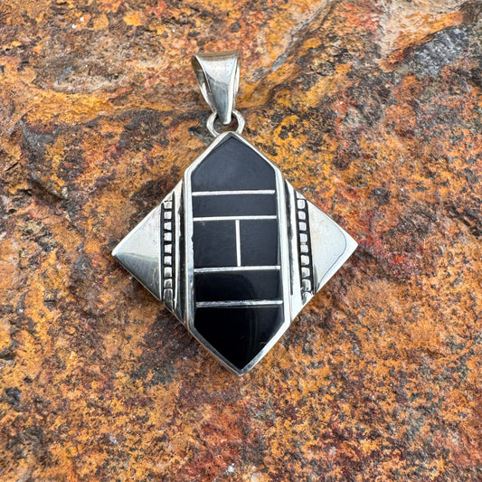 David Rosales Black Onyx Inlaid Sterling Silver Pendant