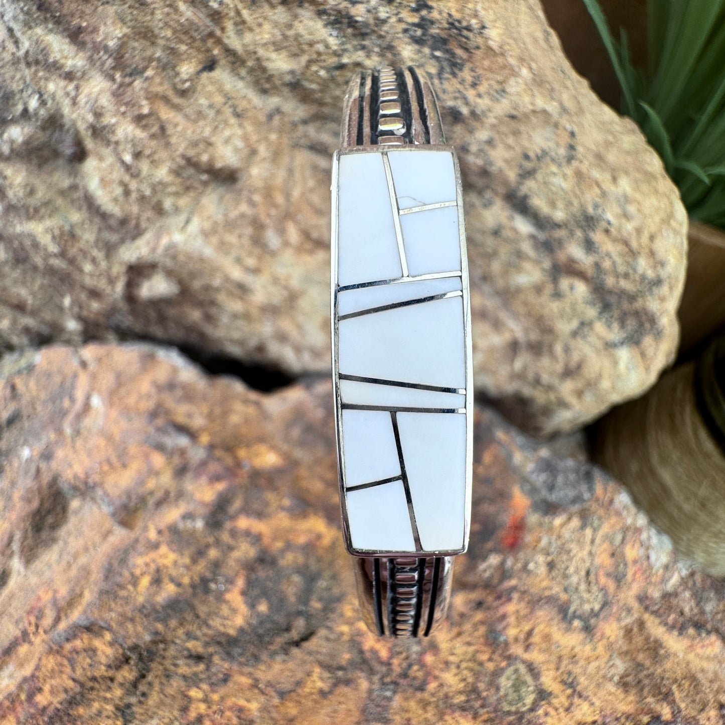 David Rosales Pristine Inlaid Sterling Silver Bracelet