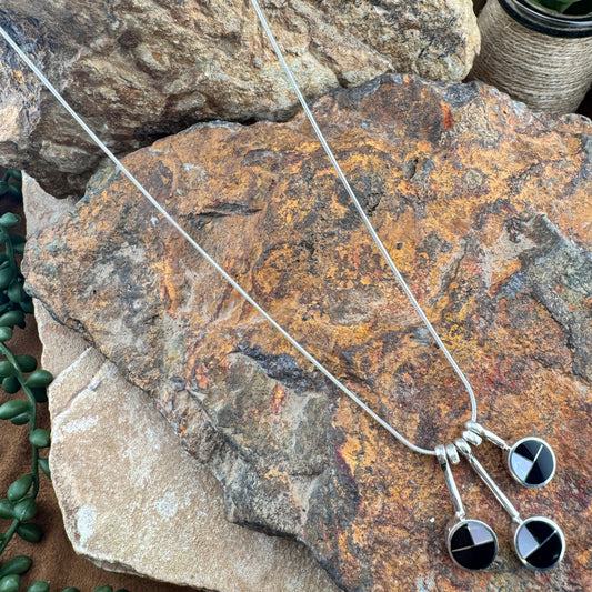 David Rosales Tuxedo Inlaid Sterling Silver Necklace