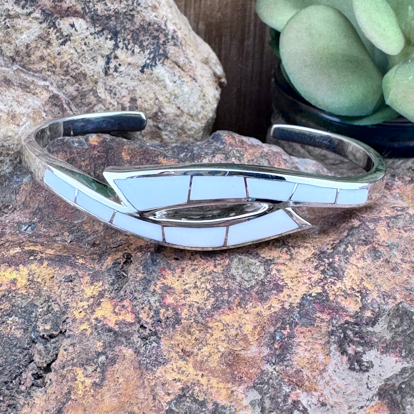 David Rosales Pristine Inlaid Sterling Silver Bracelet