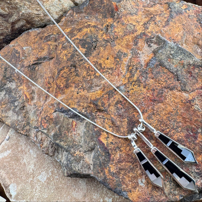 David Rosales Tuxedo Inlaid Sterling Silver Necklace