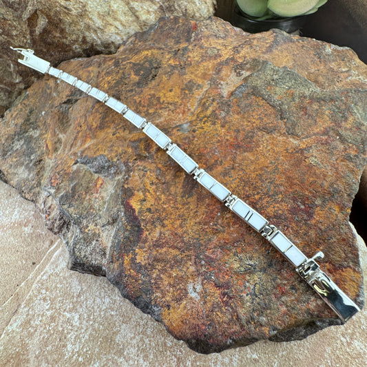 David Rosales Pristine Inlaid Sterling Silver Link Bracelet