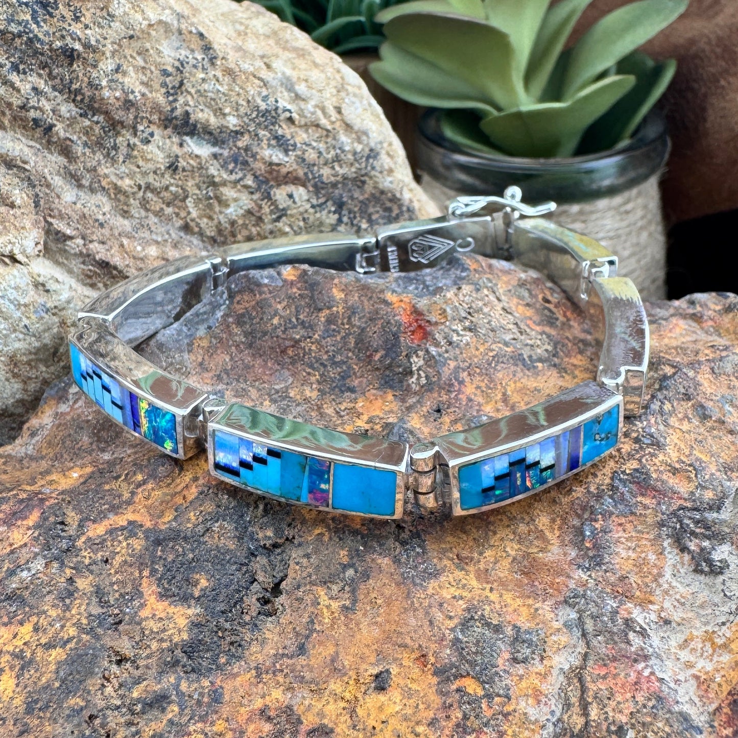 David Rosales Stardust Inlaid Sterling Silver Big Link Bracelet