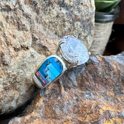 David Rosales Stardust Inlaid Sterling Silver Ring w/ Cubic Zirconia