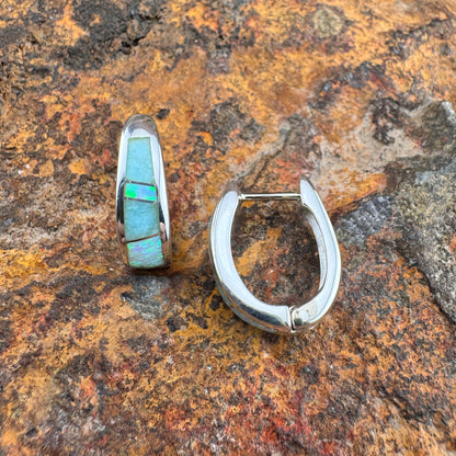 David Rosales Amazing Light Inlaid Sterling Silver Huggie Earrings