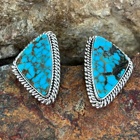 Mineral Park Kingman Turquoise Sterling Silver Earrings by Artie Yellowhorse