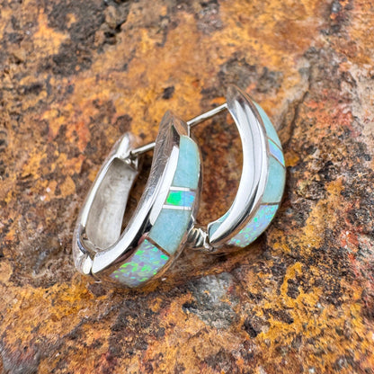 David Rosales Amazing Light Inlaid Sterling Silver Huggie Earrings