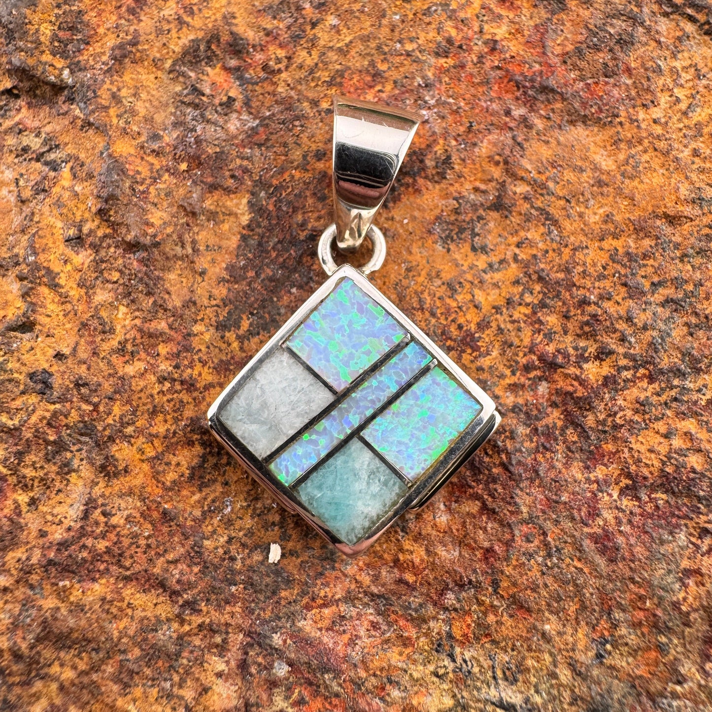 David Rosales Amazing Light Inlaid Sterling Silver Pendant