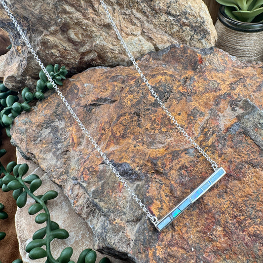 David Rosales Amazing Light Inlaid Sterling Silver Necklace