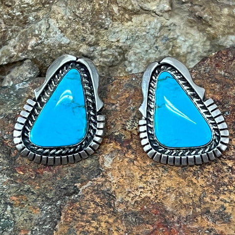 Vintage Turquoise Sterling Silver Earrings by Spencer - Estate Jewelry