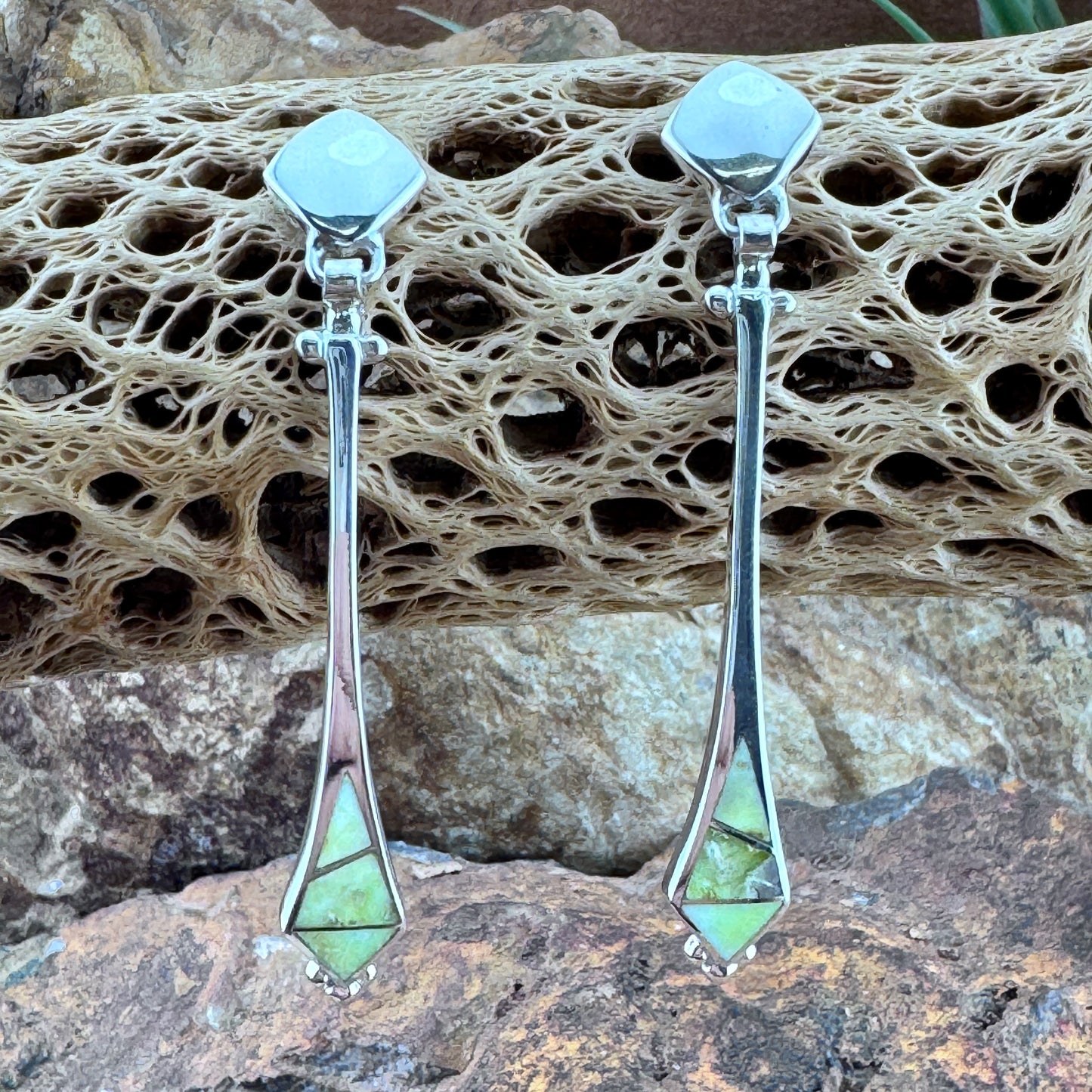 David Rosales Palomino Inlaid Sterling Silver Earrings