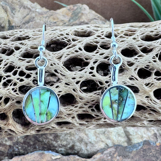 David Rosales Palomino Inlaid Sterling Silver Dangle Earrings