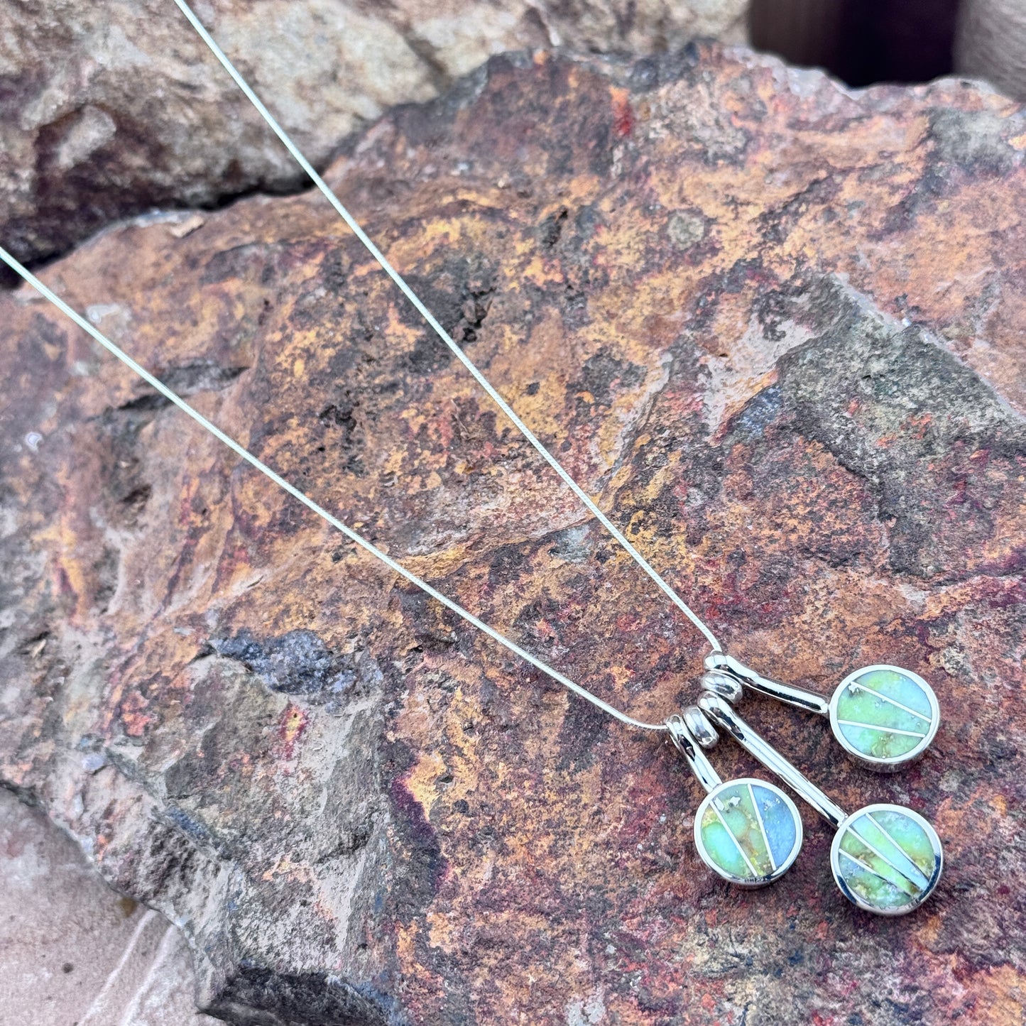 David Rosales Palomino Inlaid Sterling Silver Necklace