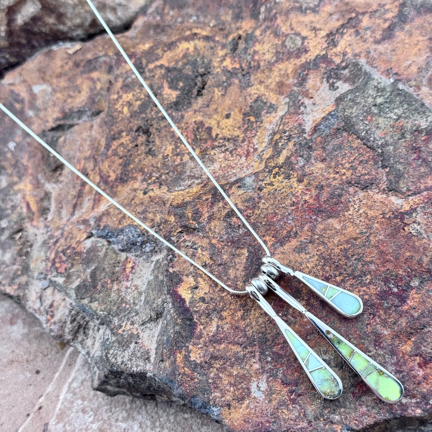 David Rosales Palomino Inlay Sterling Silver Necklace