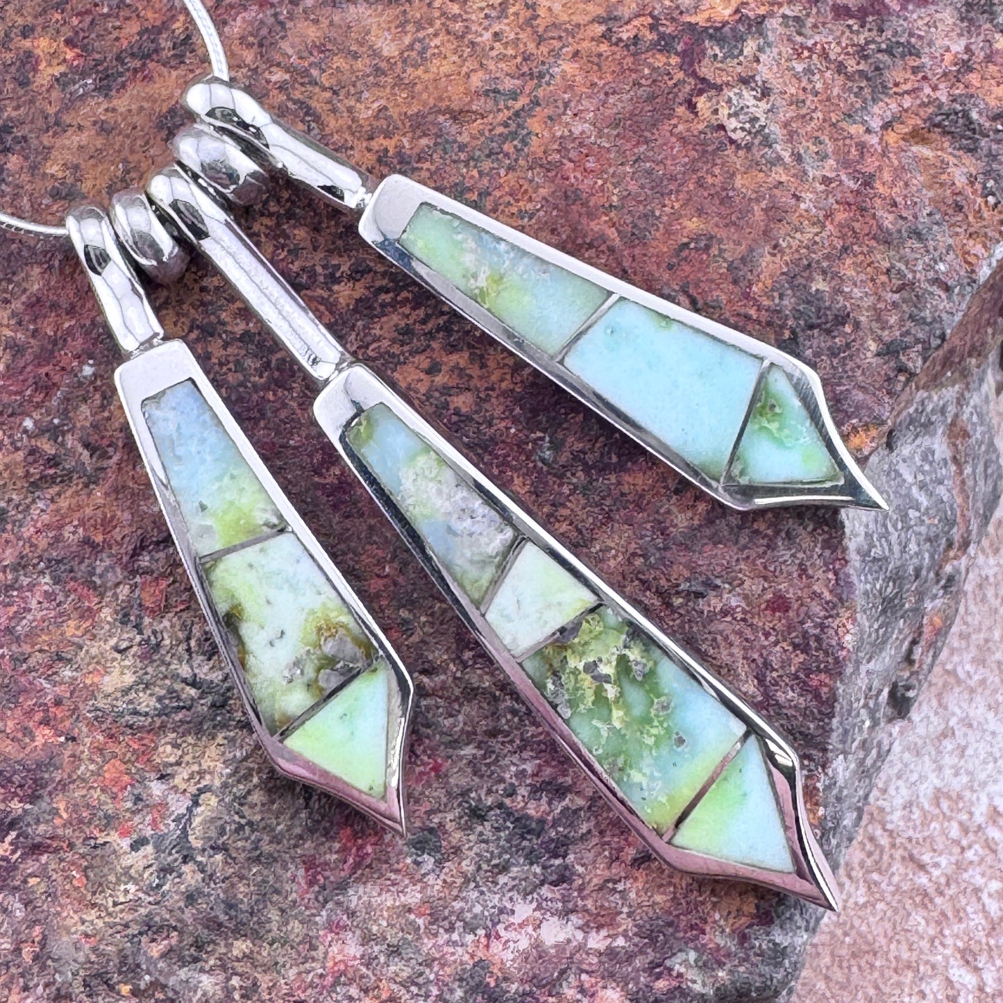 David Rosales Palomino Inlaid Sterling Silver Necklace