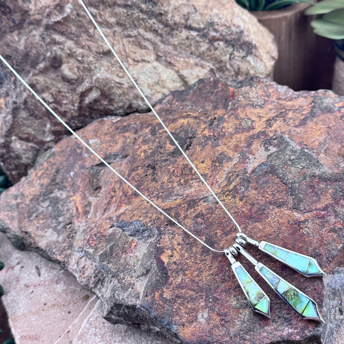 David Rosales Palomino Inlaid Sterling Silver Necklace