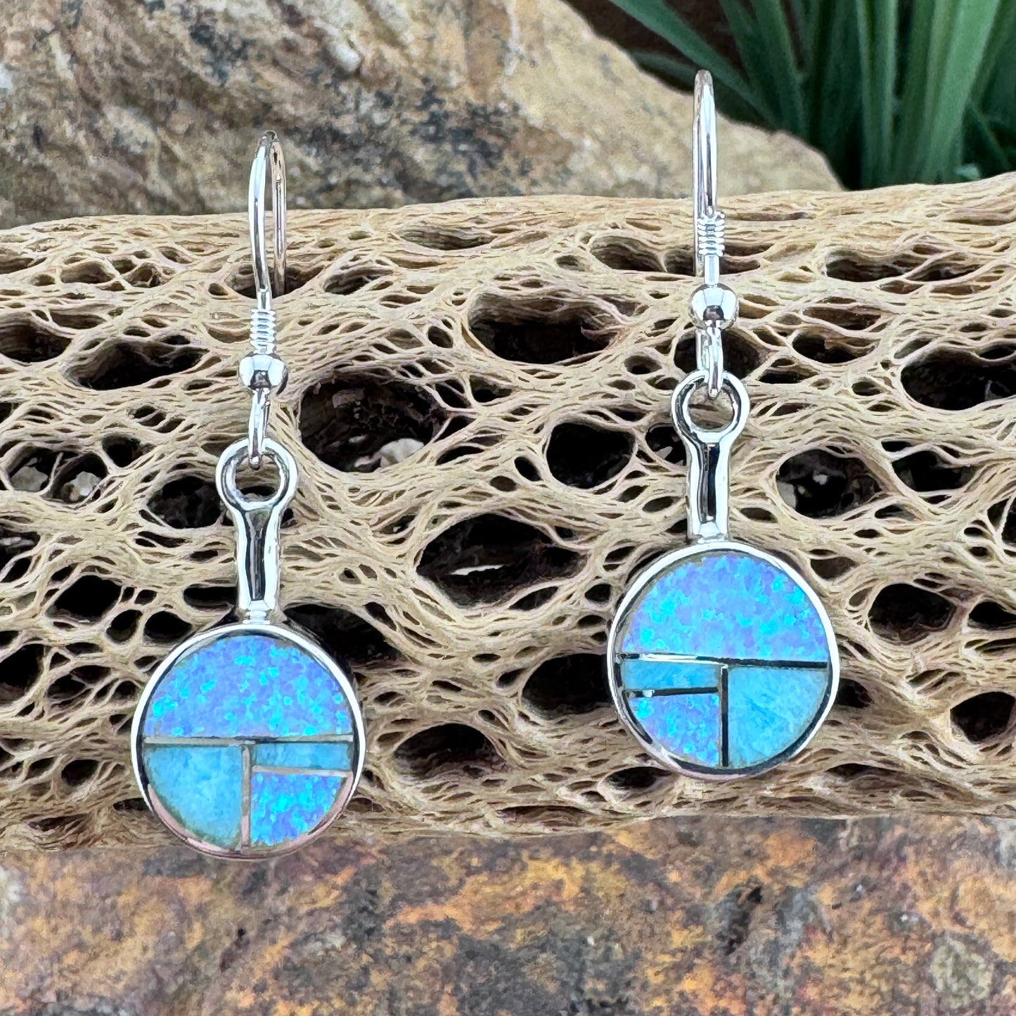 David Rosales Amazing Light Inlaid Sterling Silver Earrings