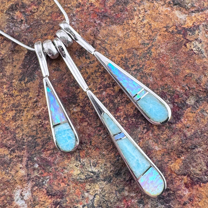 David Rosales Amazing Light Inlaid Sterling Silver Necklace