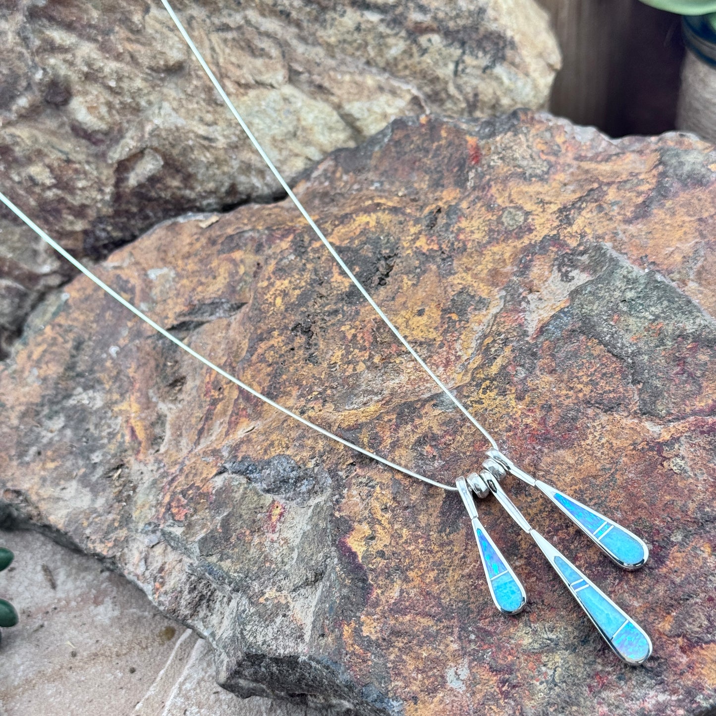 David Rosales Amazing Light Inlaid Sterling Silver Necklace