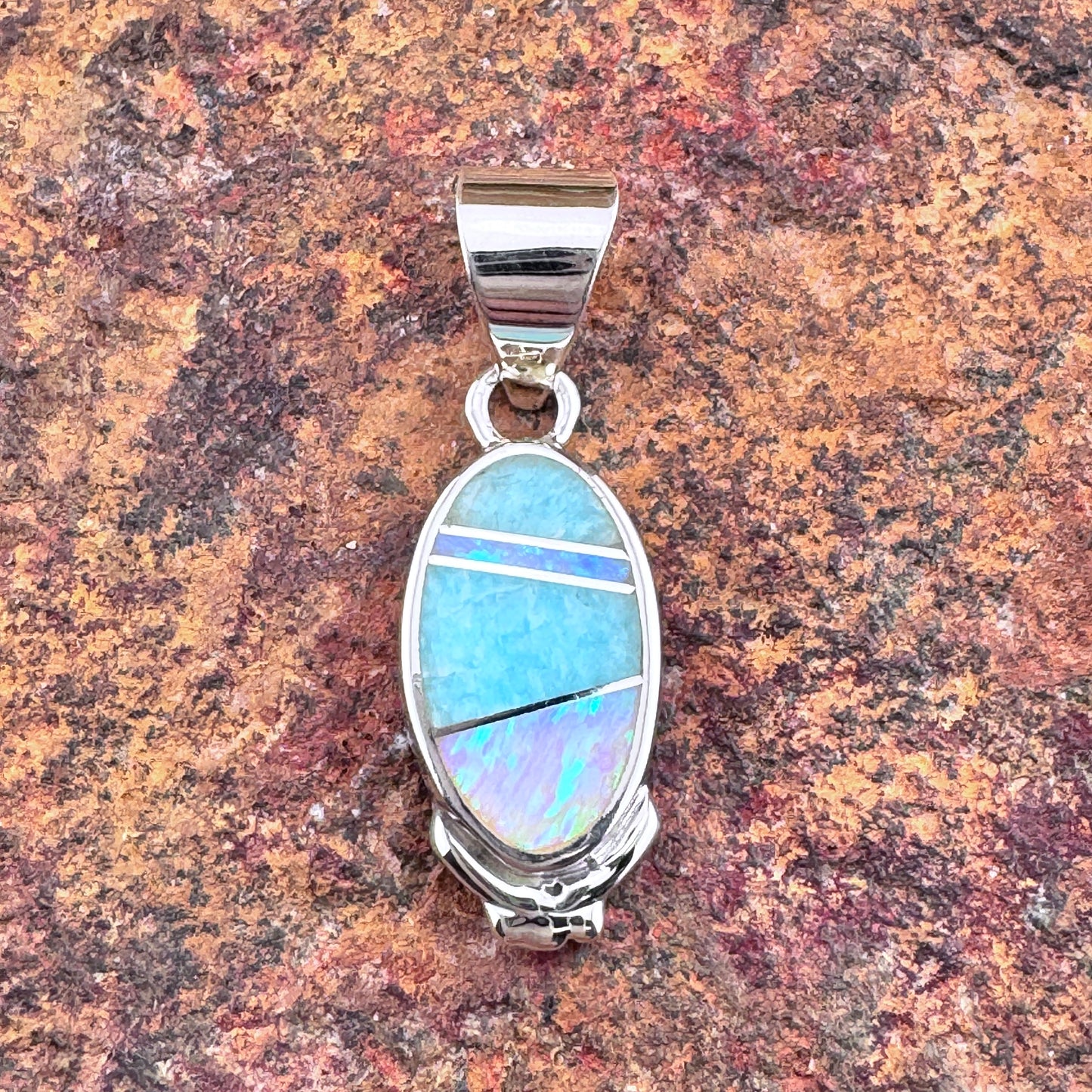 David Rosales Amazing Light Inlaid Sterling Silver Pendant