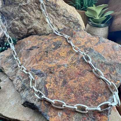 Hand-Made Polished Sterling Silver Link Chain Lrg
