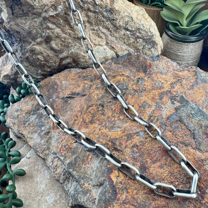 Hand-Made Oxidized Sterling Silver Link Chain Lrg