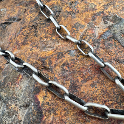 Hand-Made Oxidized Sterling Silver Link Chain Lrg