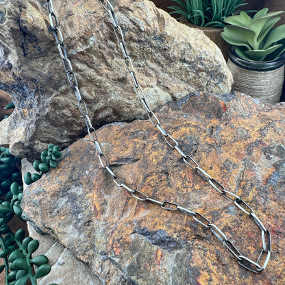 Hand-Made Oxidized Sterling Silver Link Chain Med