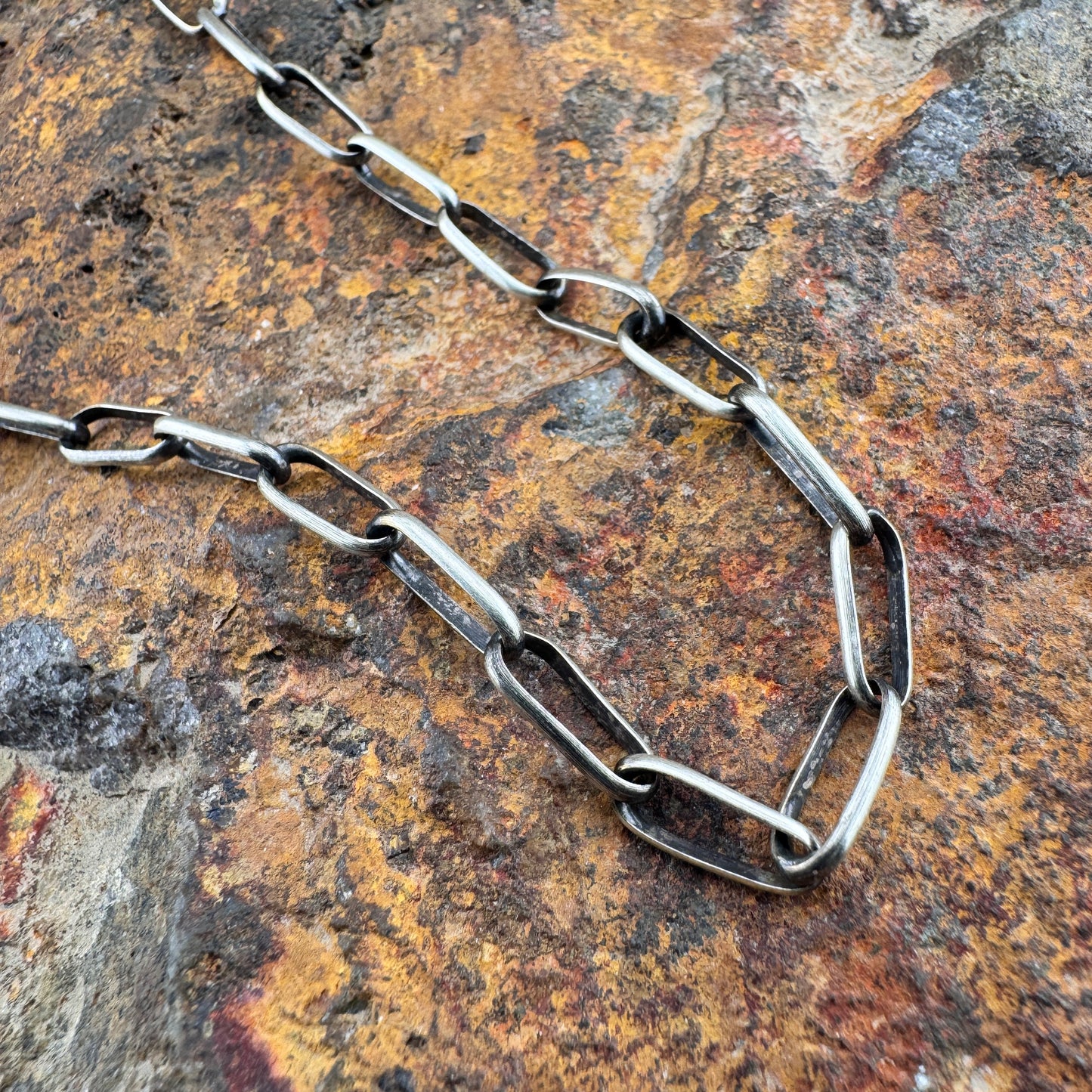 Hand-Made Oxidized Sterling Silver Link Chain Med