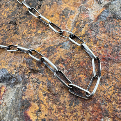 Hand-Made Oxidized Sterling Silver Link Chain Med