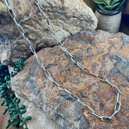 Hand-Made Polished Sterling Silver Link Chain Med