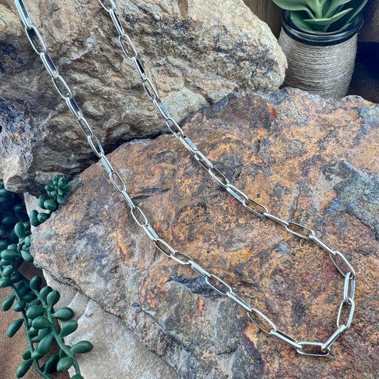 Hand-Made Polished Sterling Silver Link Chain Med