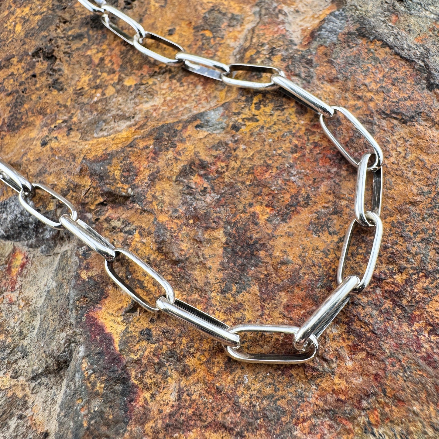 Hand-Made Polished Sterling Silver Link Chain Med