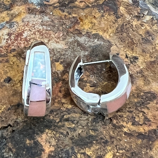 David Rosales Make Me Blush Inlaid Sterling Silver Earrings Huggie