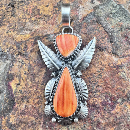 Angel Pendant Orange Spiny Oyster by Mary Tso