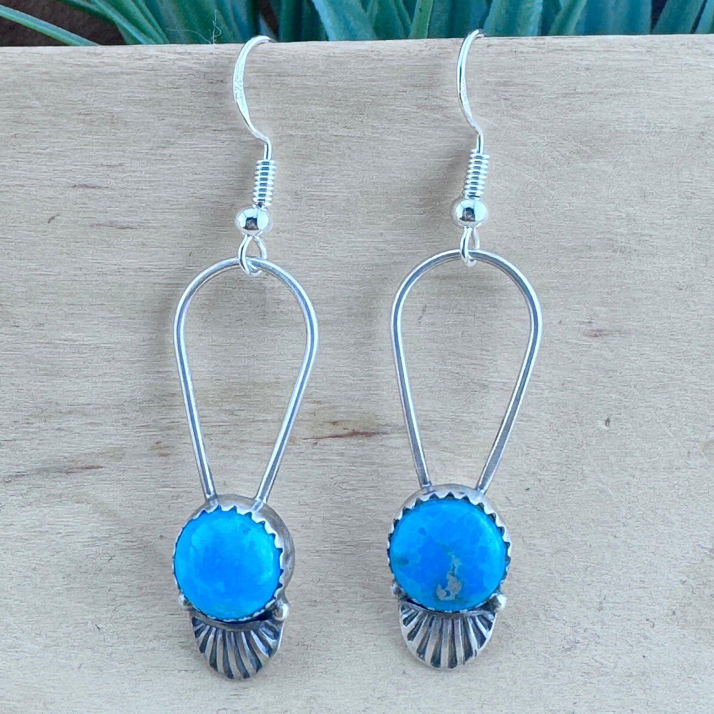 Ithaca Peak Turquoise Dangle Earrings by Mary Tso