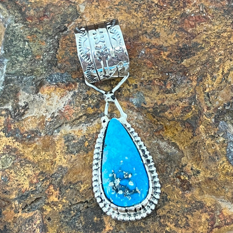 Ithica Peak Turquoise Sterling Silver Pendant by Billy Jaramillo
