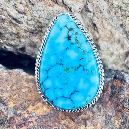 Kingman Turquoise Sterling Silver Ring by Artie Yellowhorse