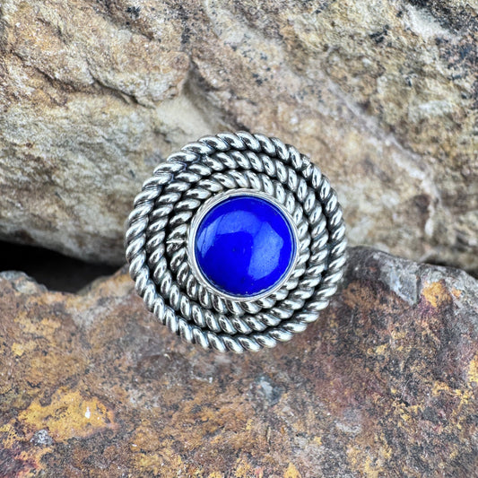 Lapis Lazuli Sterling Silver Triple Twist Ring by Artie Yellowhorse