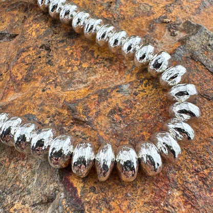 Leonard Nez 20" Textured Sterling Silver Bead Necklace