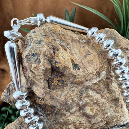 Leonard Nez 20" Textured Sterling Silver Bead Necklace