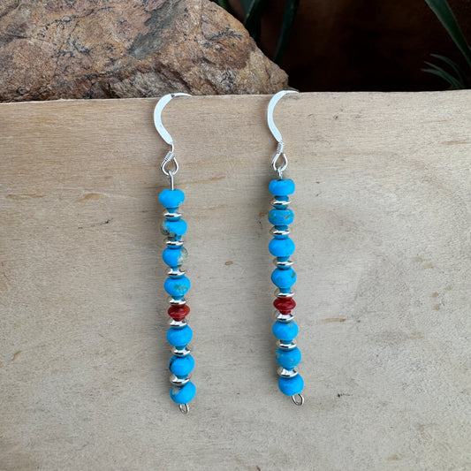 Sleeping Beauty and Red Coral beaded Earrings by Hailee Tabaha