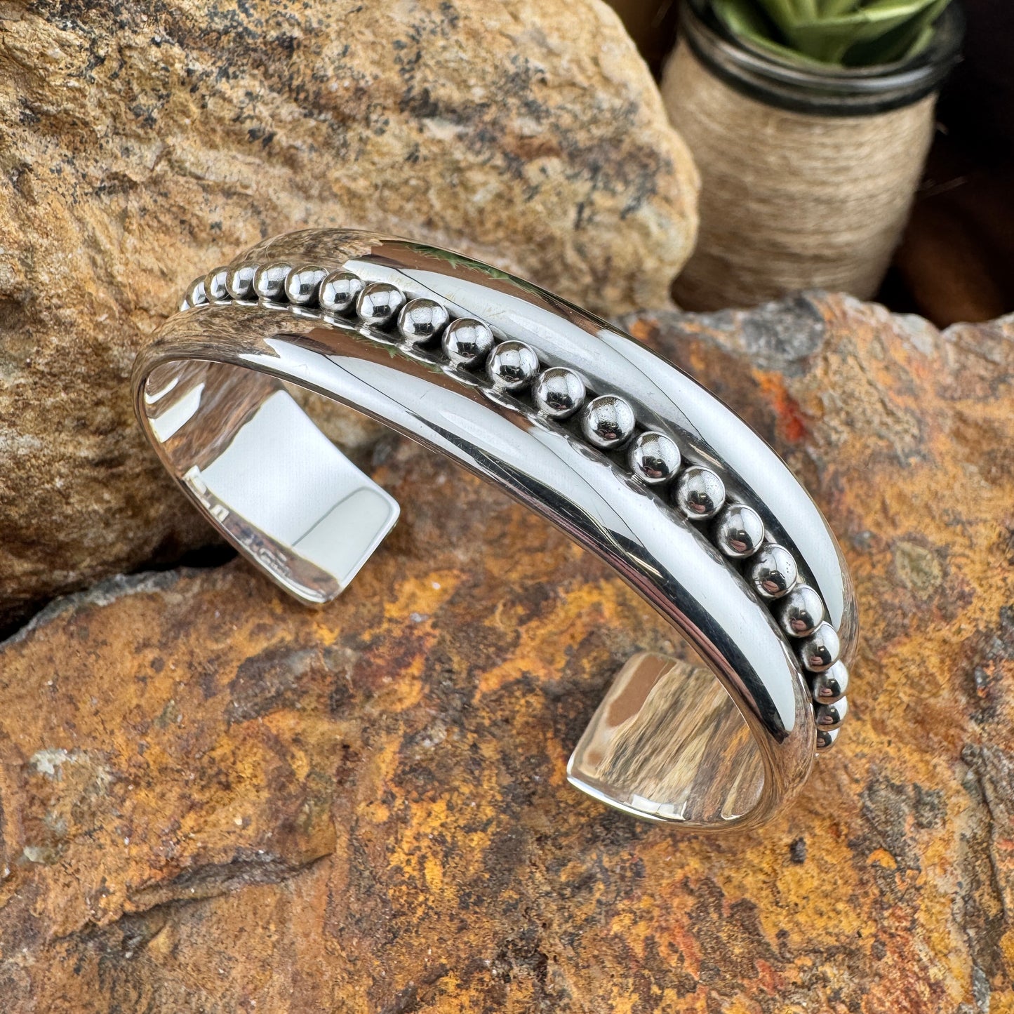 Sterling Silver Center Dot Bracelet by Artie Yellowhorse