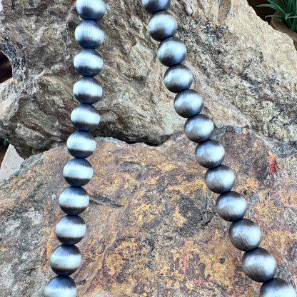 30" Navajo Pearl Necklace – 10mm Sterling Silver Navajo Pearls by Jan Mariano