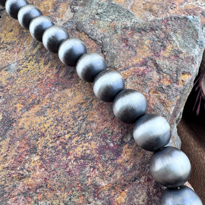 30" Navajo Pearl Necklace – 10mm Sterling Silver Navajo Pearls by Jan Mariano