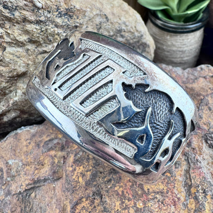 Vintage D.A. Jackson Sterling Silver Bear Motif Cuff Bracelet - Estate