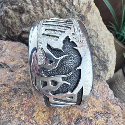 Vintage D.A. Jackson Sterling Silver Bear Motif Cuff Bracelet - Estate