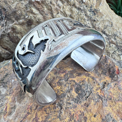 Vintage D.A. Jackson Sterling Silver Bear Motif Cuff Bracelet - Estate